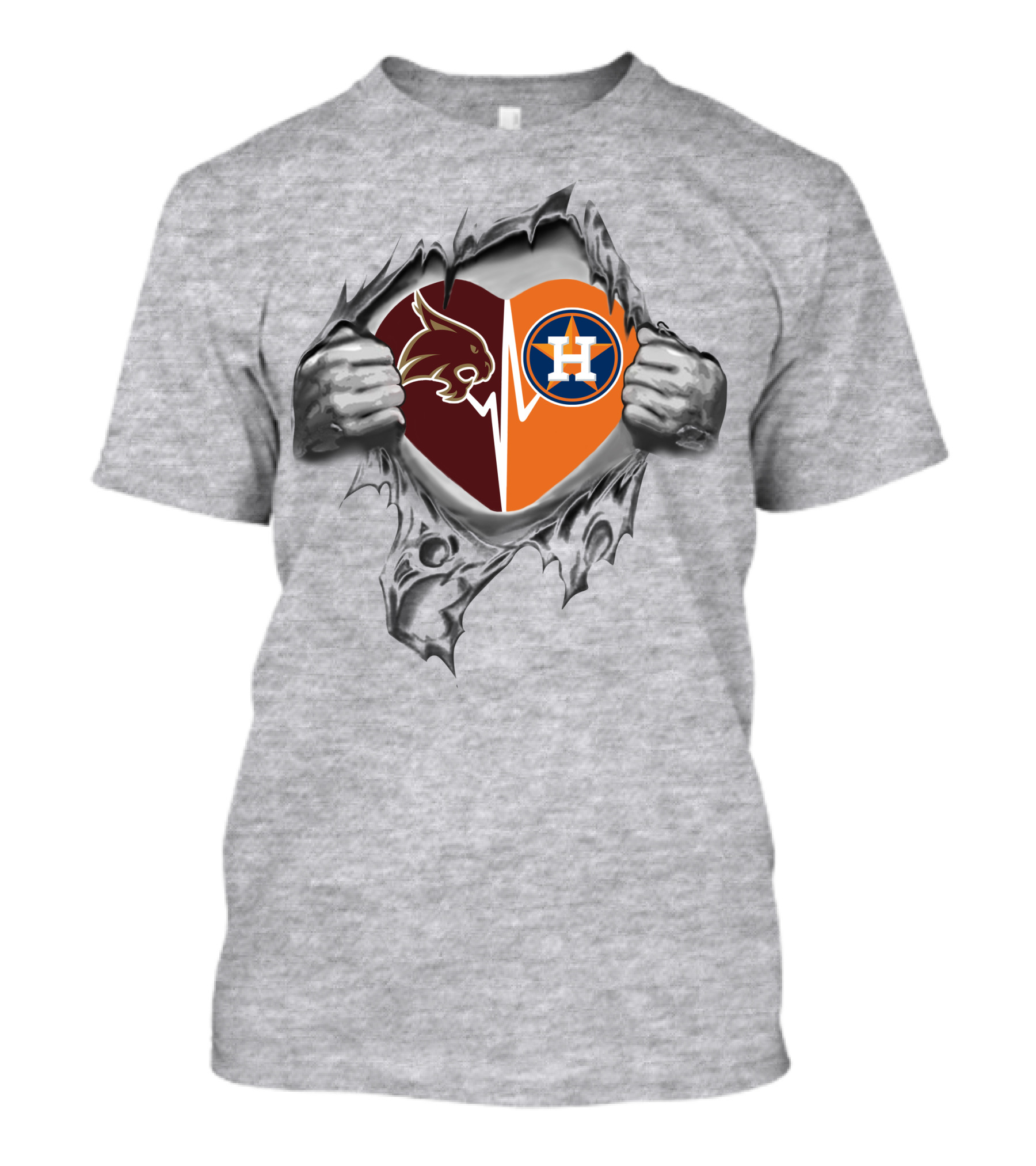 Astros Sw Texas St Bobcats Heartbeat Unity T-Shirt