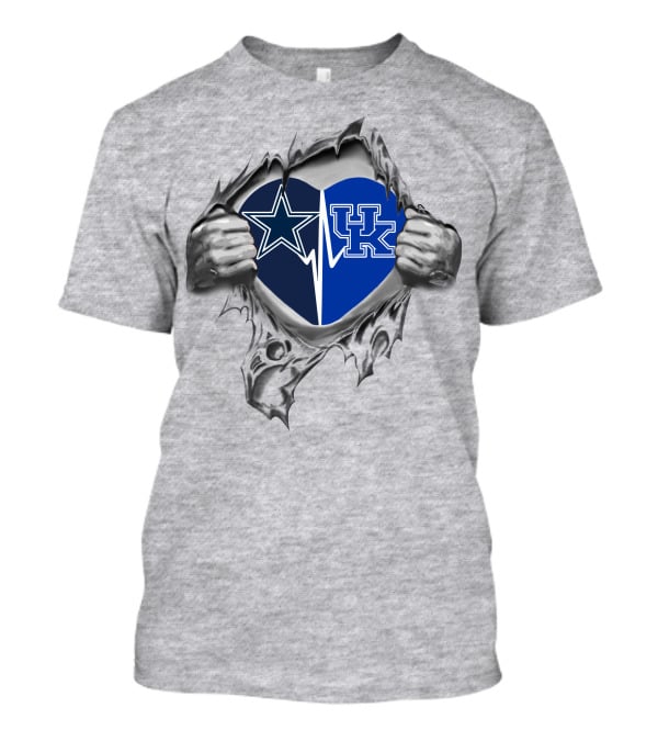 Cowboys And Kentucky Wildcats Heart Torn Reveal T-Shirt