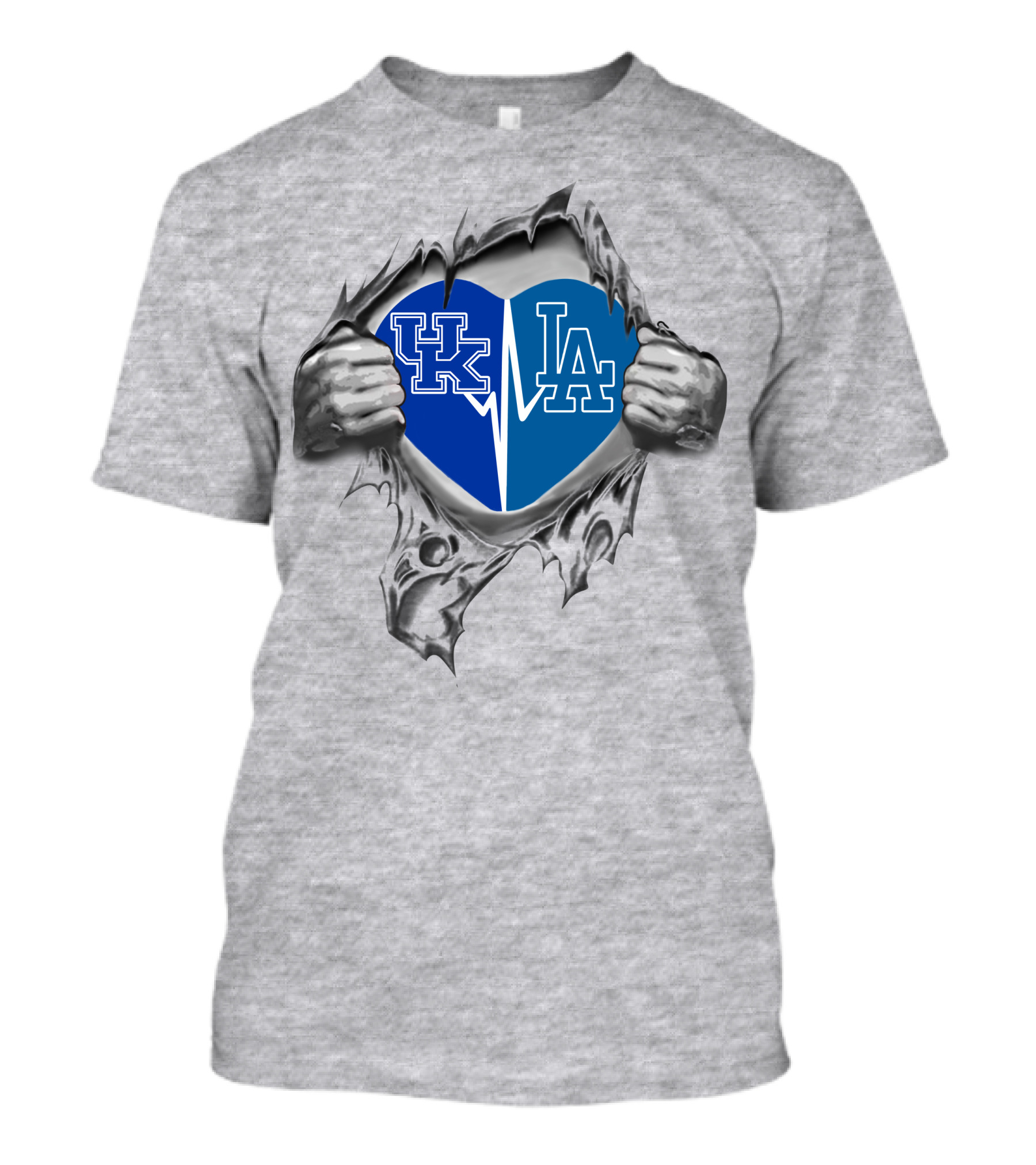 Dodgers Uk Heart La Uk Blue Logos T-Shirt