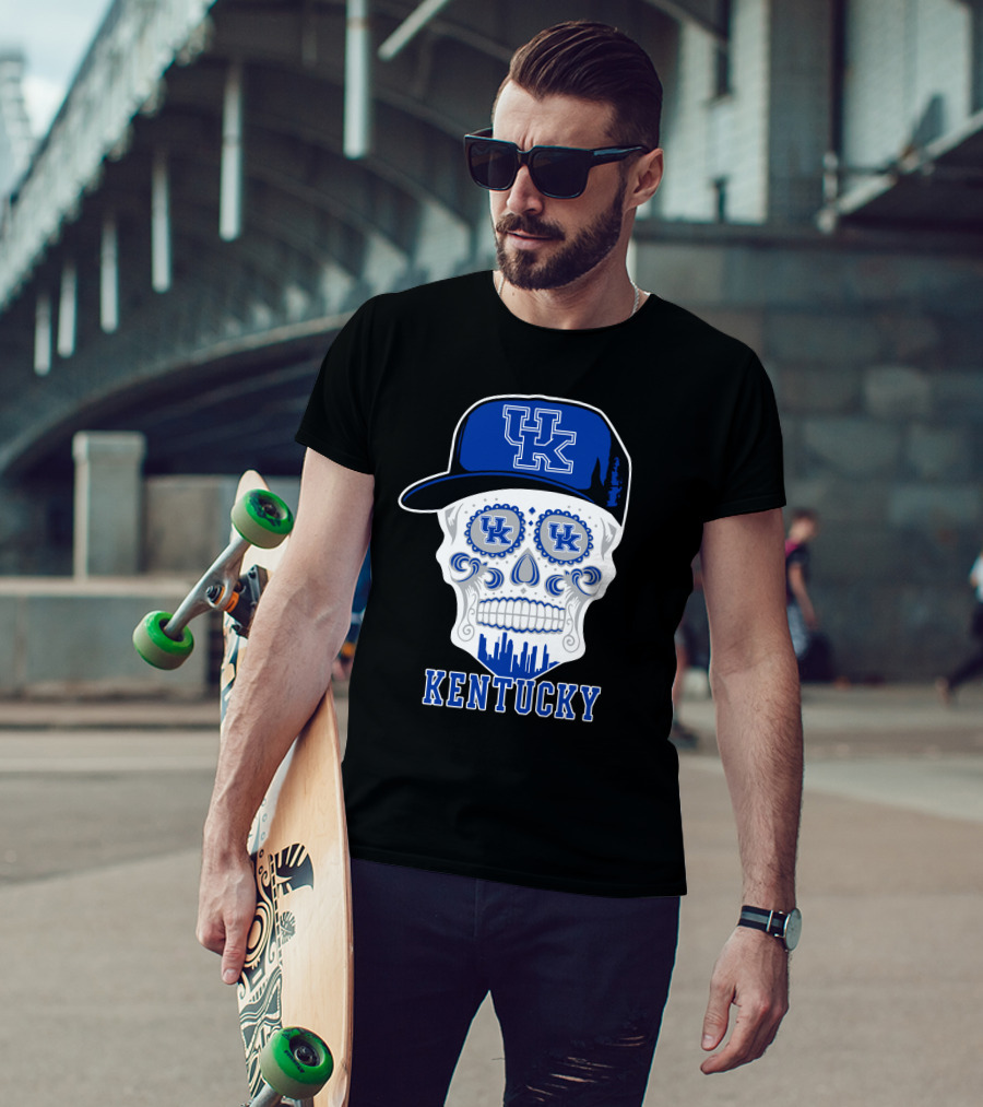 Kentucky Wildcats Skull Uk Hat Silhouette T-Shirt