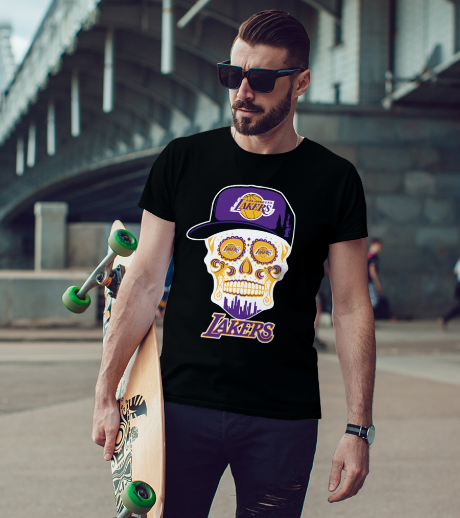 Los Angeles Lakers Skull With Hat T-Shirt
