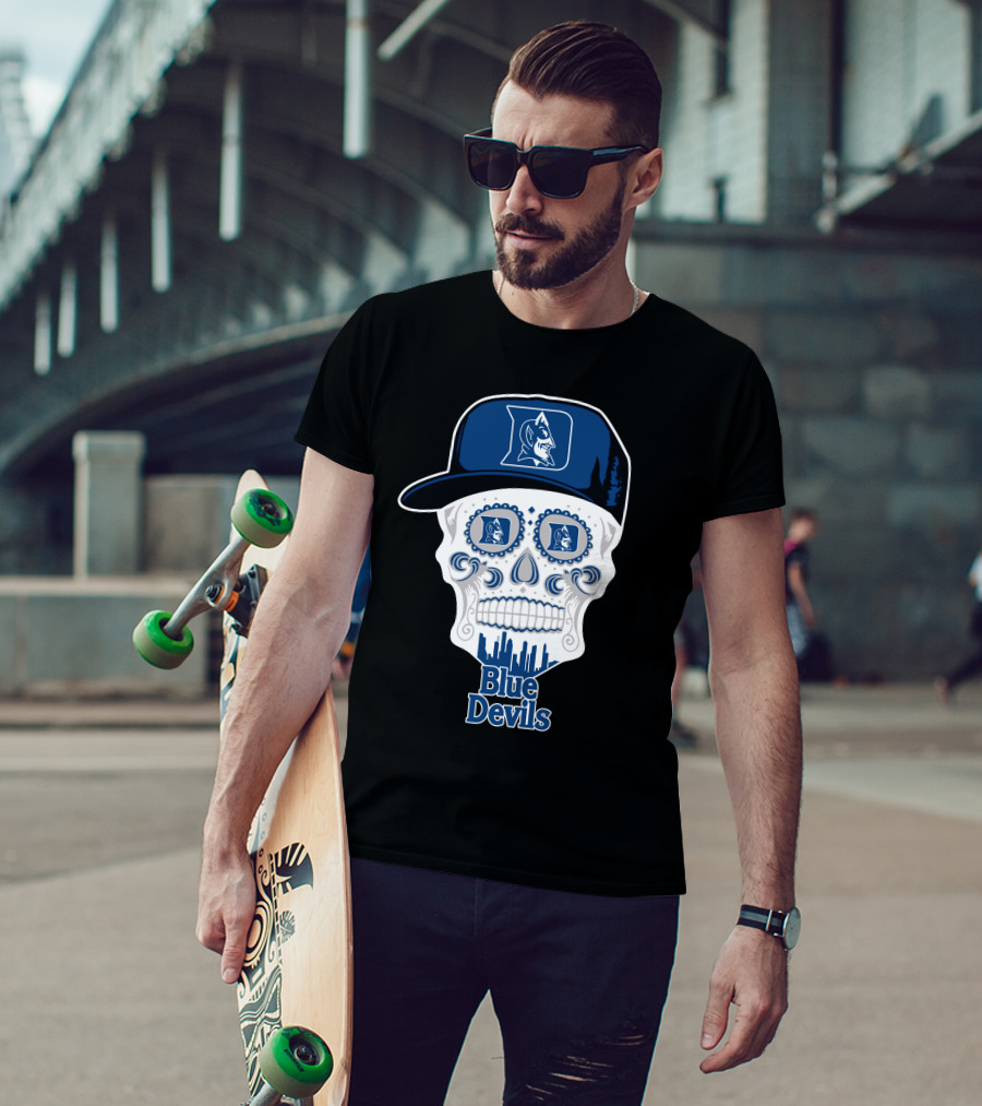Duke Blue Devils Skull Hat T-Shirt
