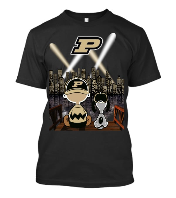 Purdue Boilermakers City Skyline With Iconic Characters And P T-Shirt
