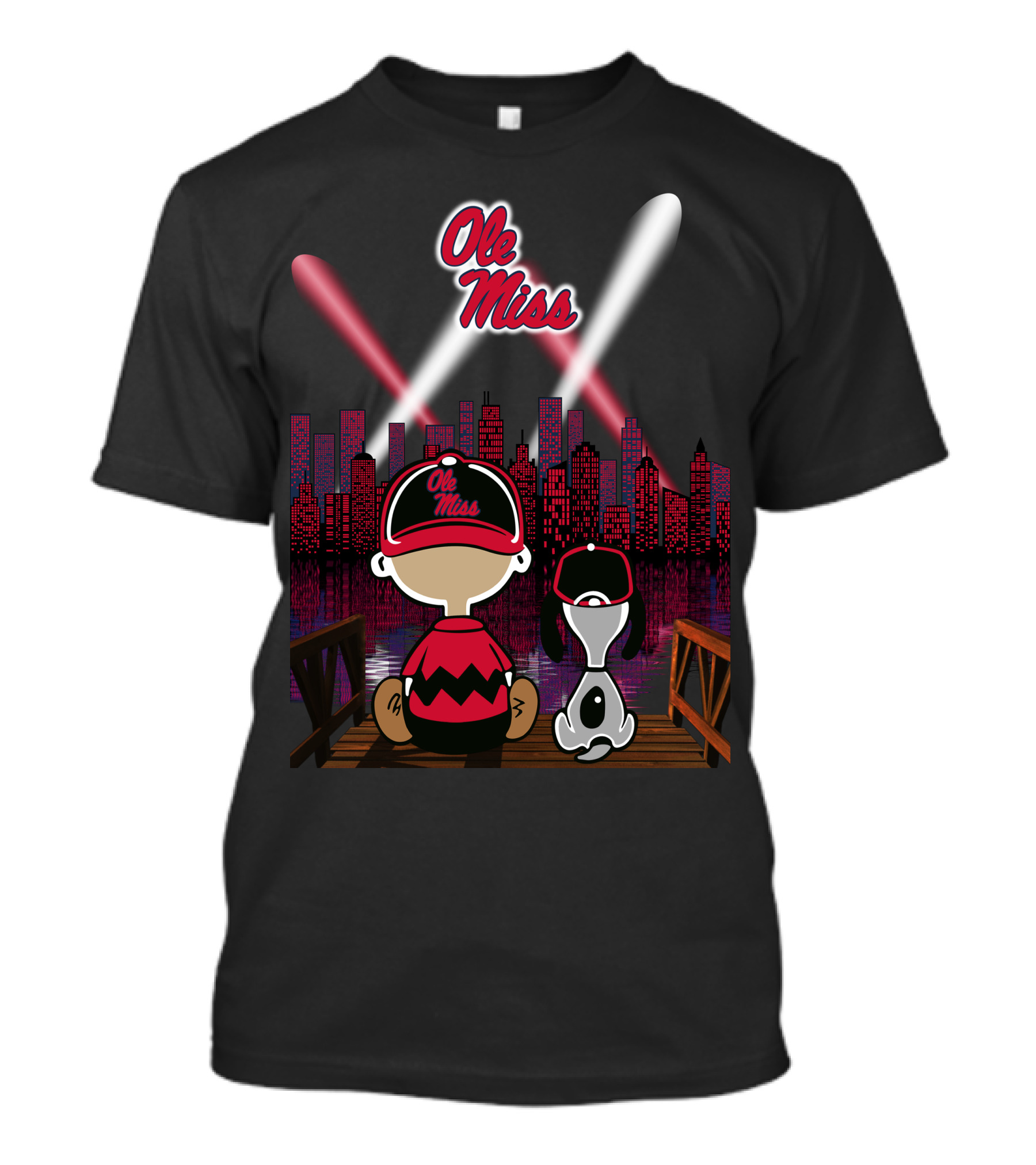 Ole Miss Rebels 38 City Skyline Night Lights T-Shirt