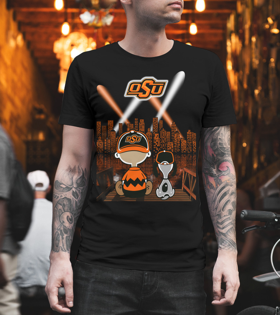 Osu Oklahoma State Cowboys Nighttime City Skyline T-Shirt