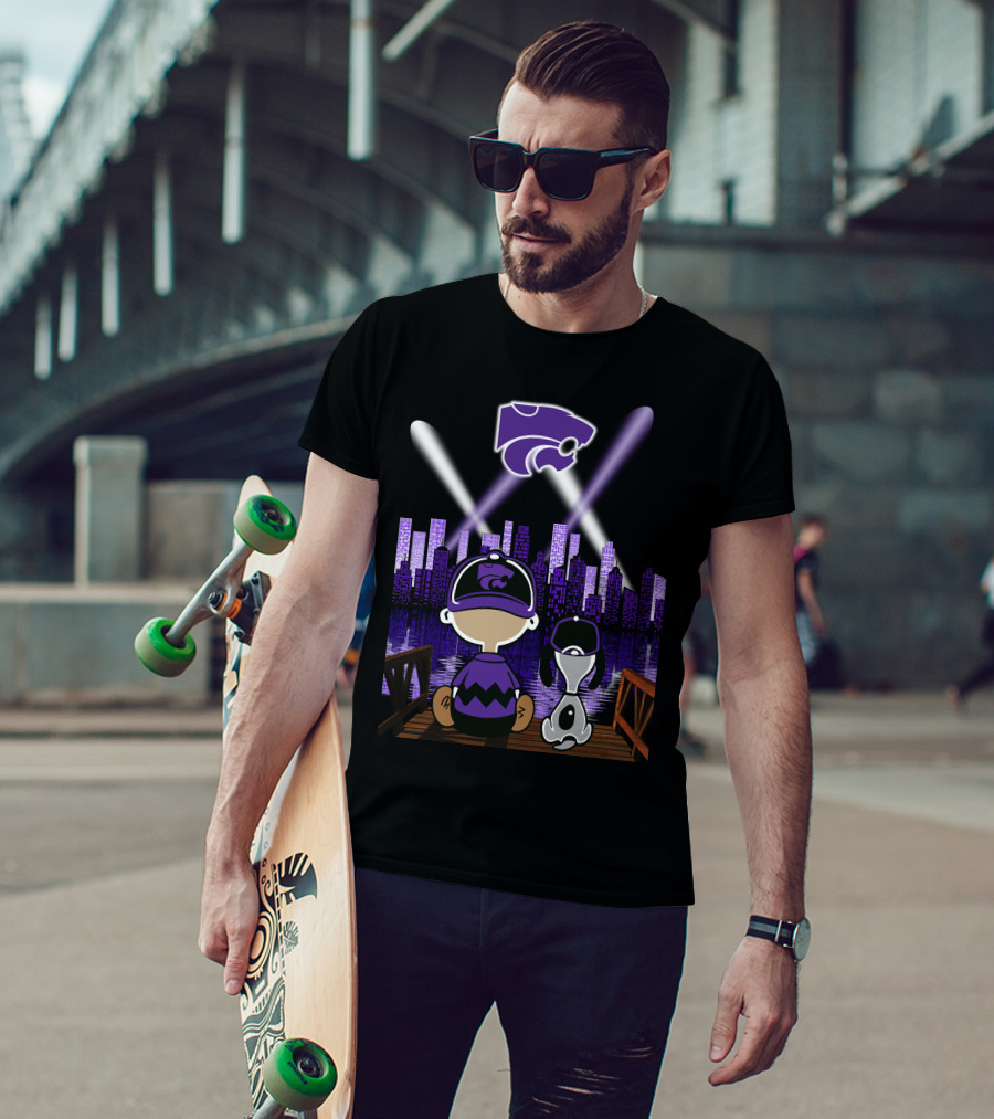 Kansas State Wildcats Night City Skyline Reflections T-Shirt