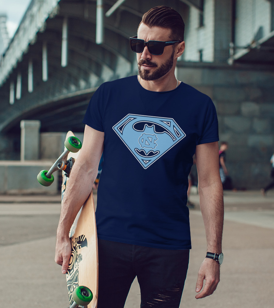 North Carolina Tar Heels Superman Batman Logo Mashup T-Shirt