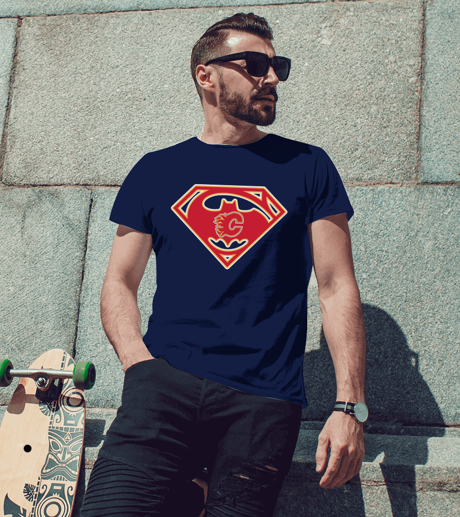 Calgary Flames Superhero Icon 155 T-Shirt