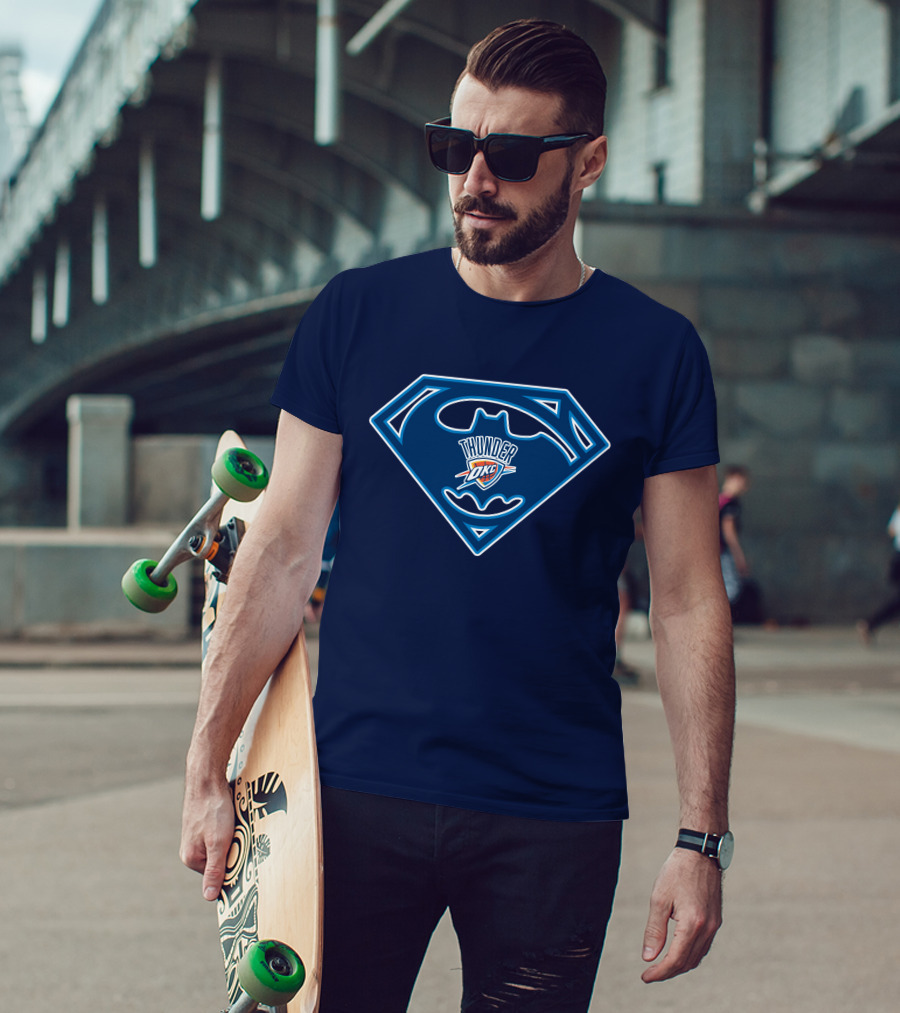 Thunder Okc Batman Superman Logo Mashup T-Shirt
