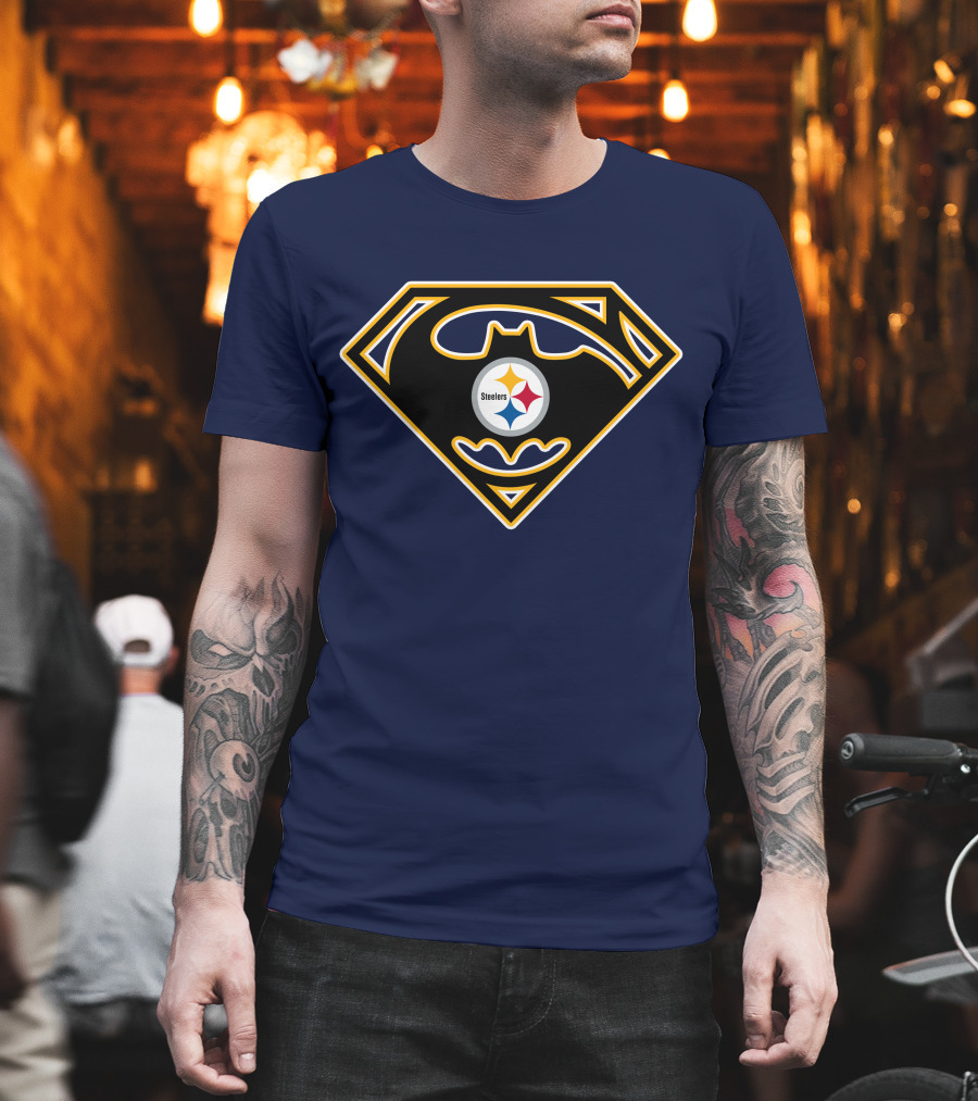 Pittsburgh Steelers Batman Superman Logo Fusion 224 T-Shirt