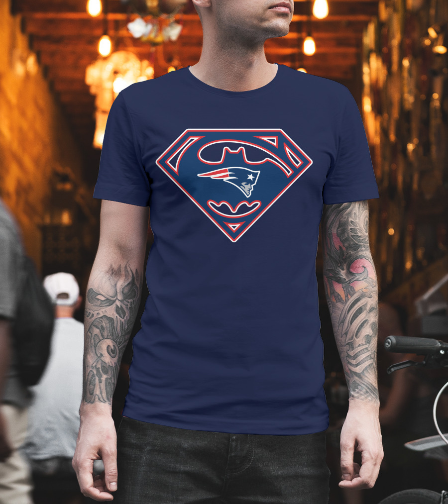 Superman Batman New England Patriots Combo T-Shirt