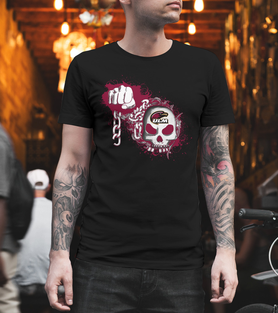 Ul Monroe Warhawks Ulm Skull Chains Fist T-Shirt