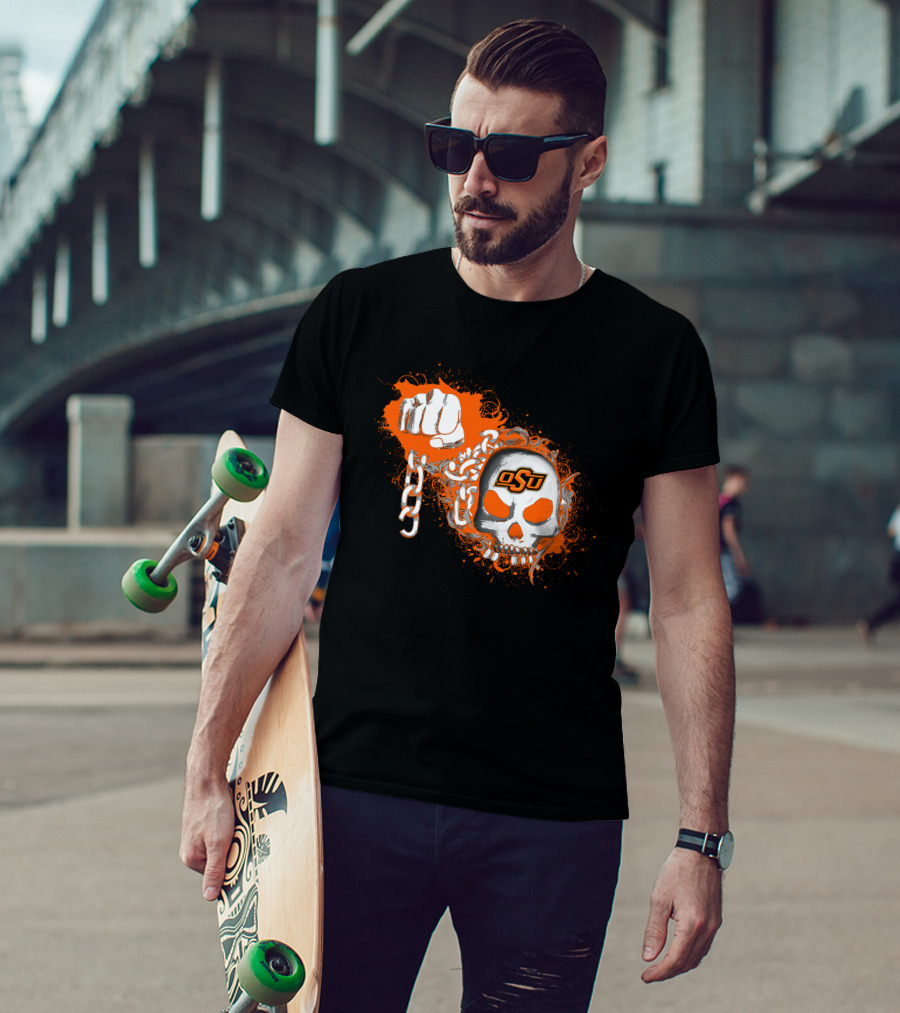 Oklahoma State Cowboys Osu Skull Fist Chains T-Shirt