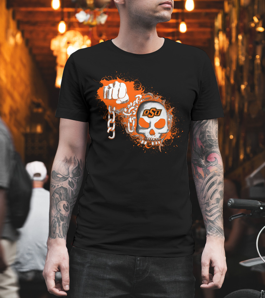 Oklahoma State Cowboys Osu Skull Fist Chains T-Shirt