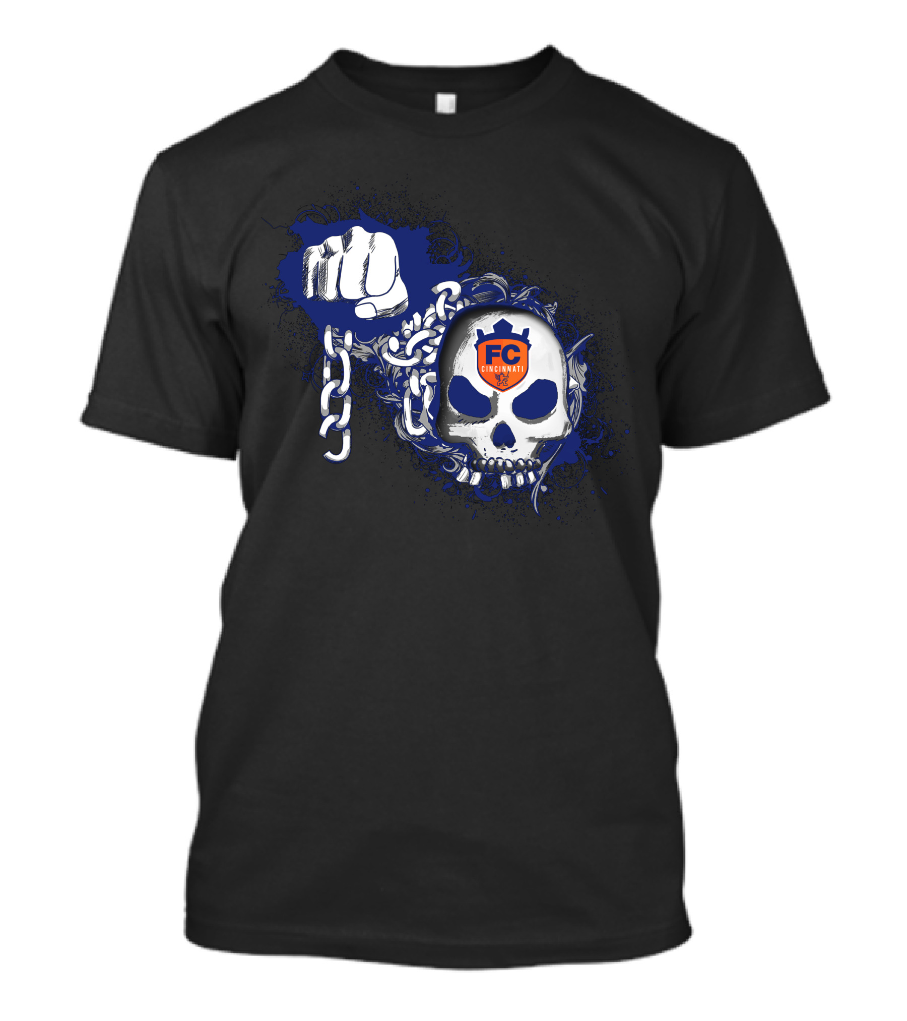 Fc Cincinnati Skull Chains Fist T-Shirt