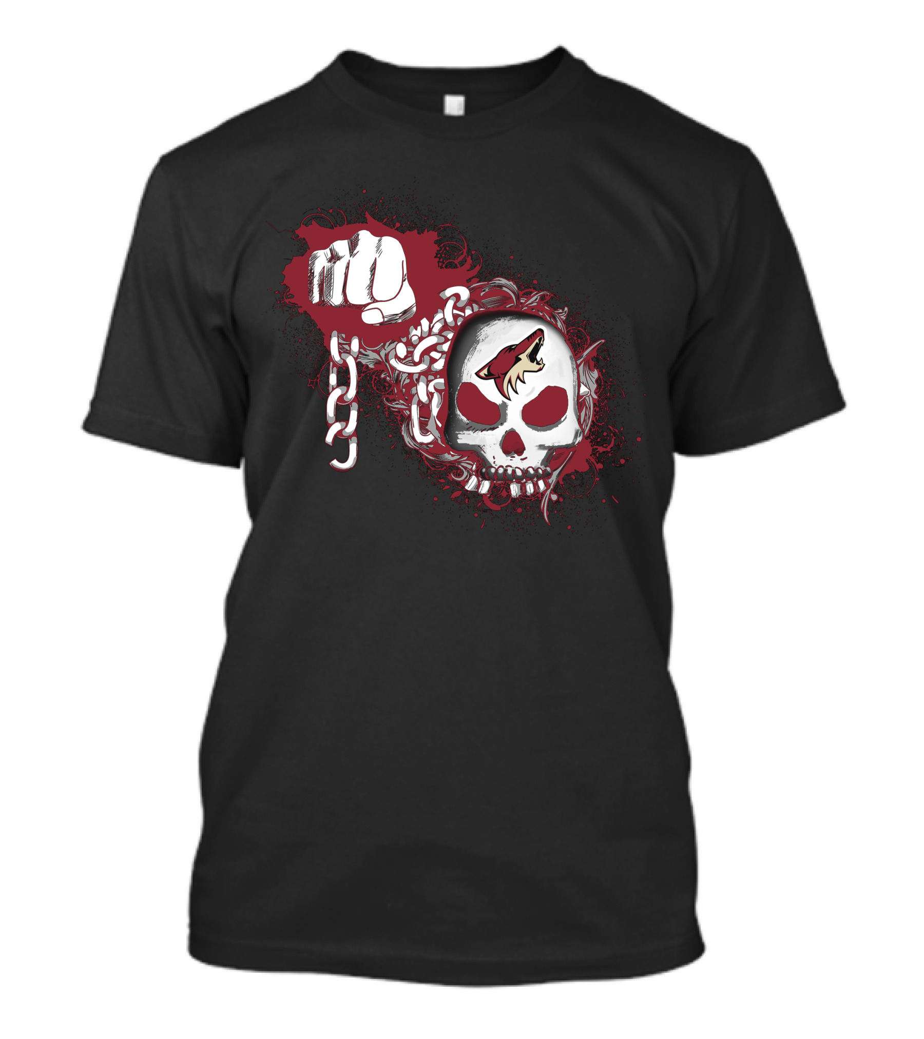 Arizona Coyotes Skull Logo With Fist And Chain T-Shirt