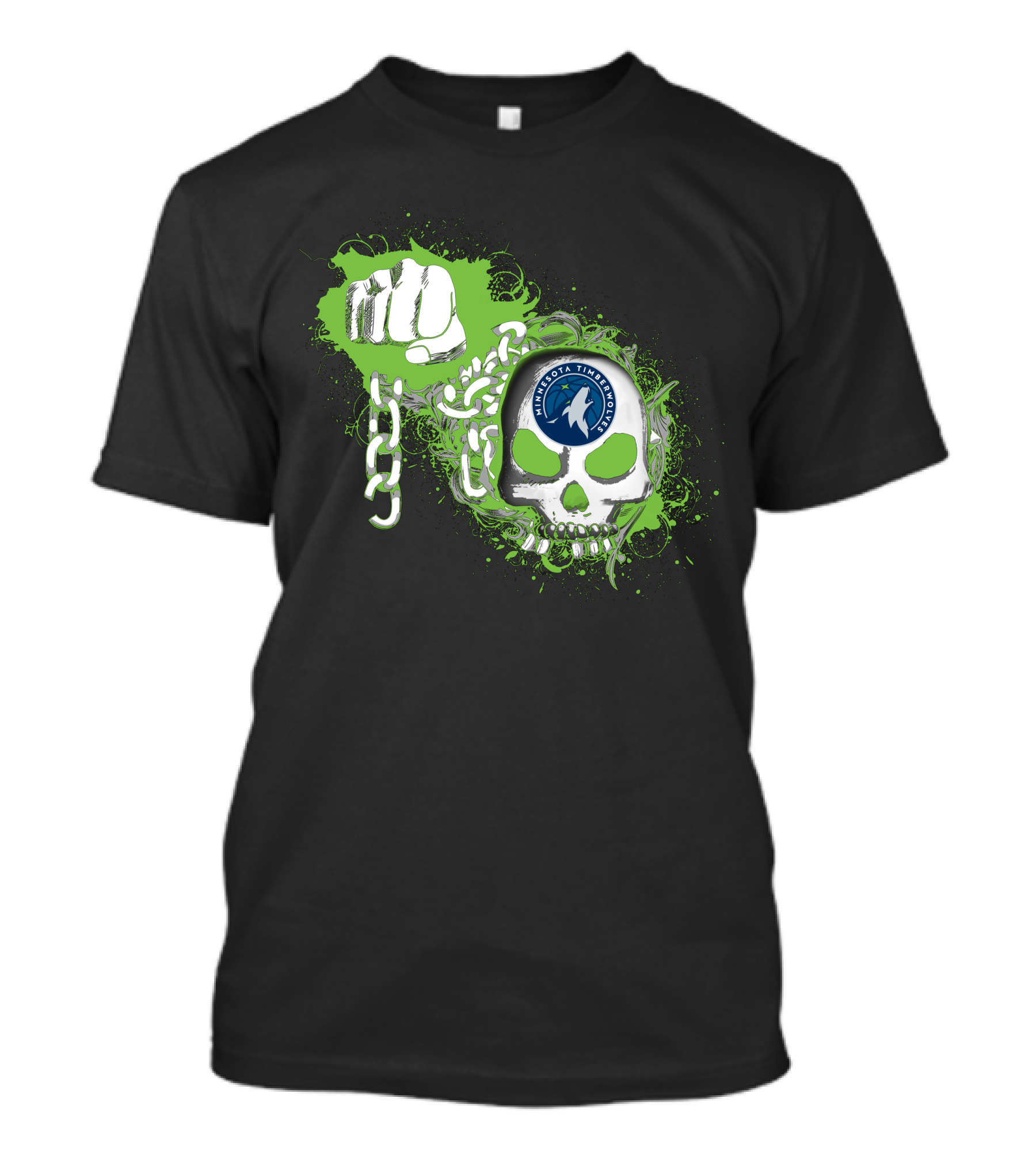 Minnesota Timberwolves Skull Fist And Chains T-Shirt