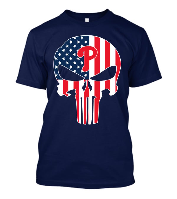 Phillies Punisher Skull American Flag T-Shirt