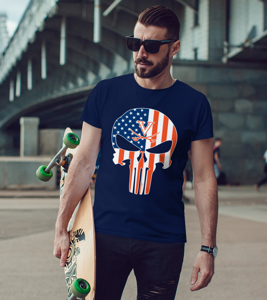 Virginia Cavaliers The Punisher American Flag T-Shirt