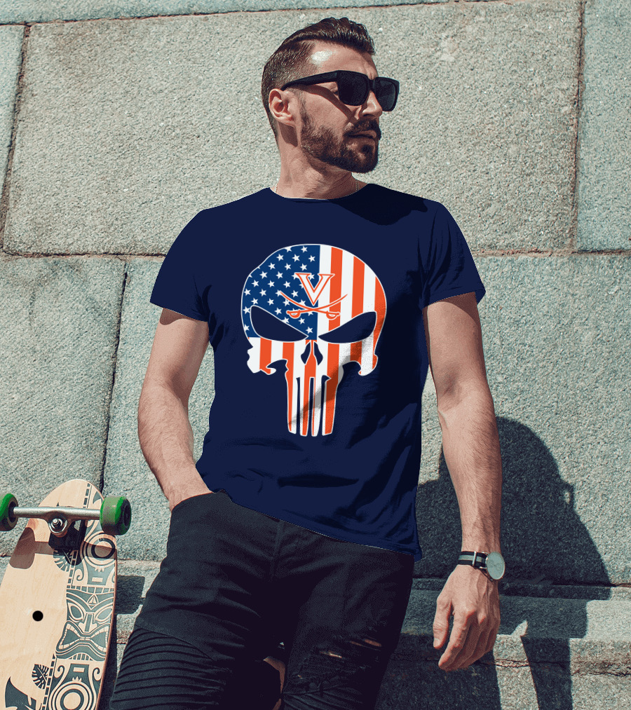 Virginia Cavaliers The Punisher American Flag T-Shirt