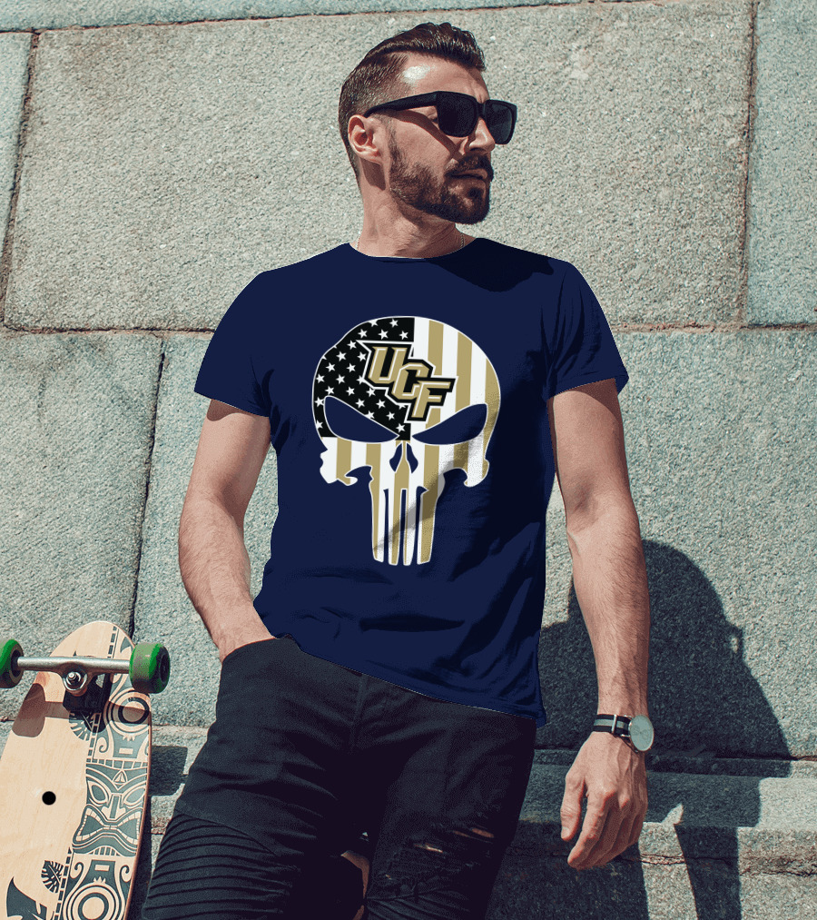 Ucf Knights The Punisher Skull With American Flag T-Shirt