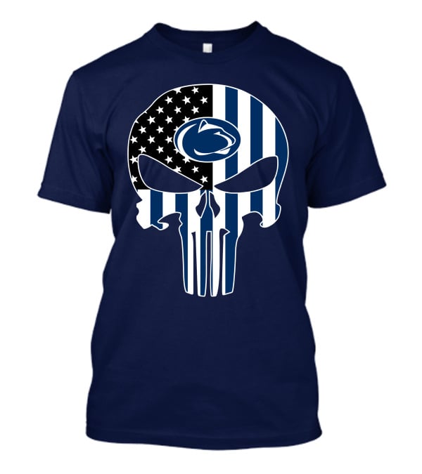 Penn State Nittany Lions The Punisher Skull With American Flag T-Shirt