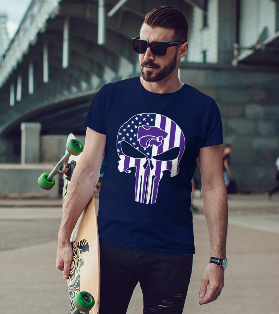 Kansas State Wildcats American Flag Punisher T-Shirt