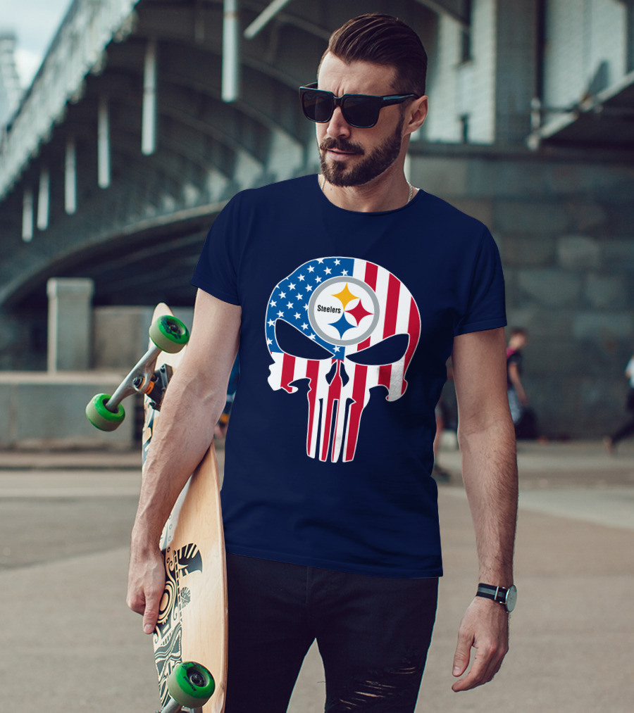 Pittsburgh Steelers The Punisher American Flag T-Shirt