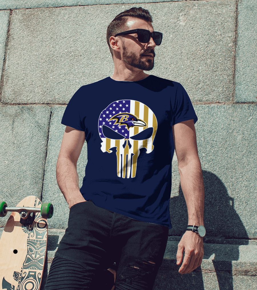Baltimore Ravens Punisher American Flag T-Shirt