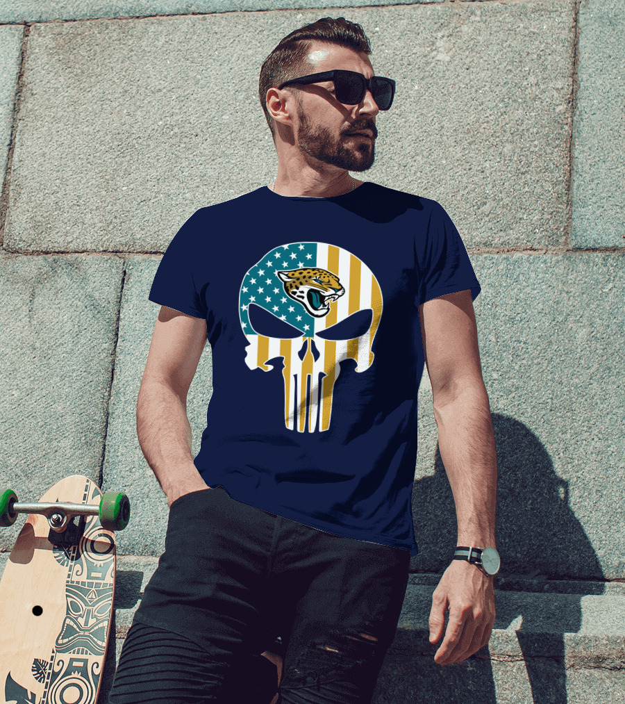 Jacksonville Jaguars The Punisher American Flag Logo 18 T-Shirt