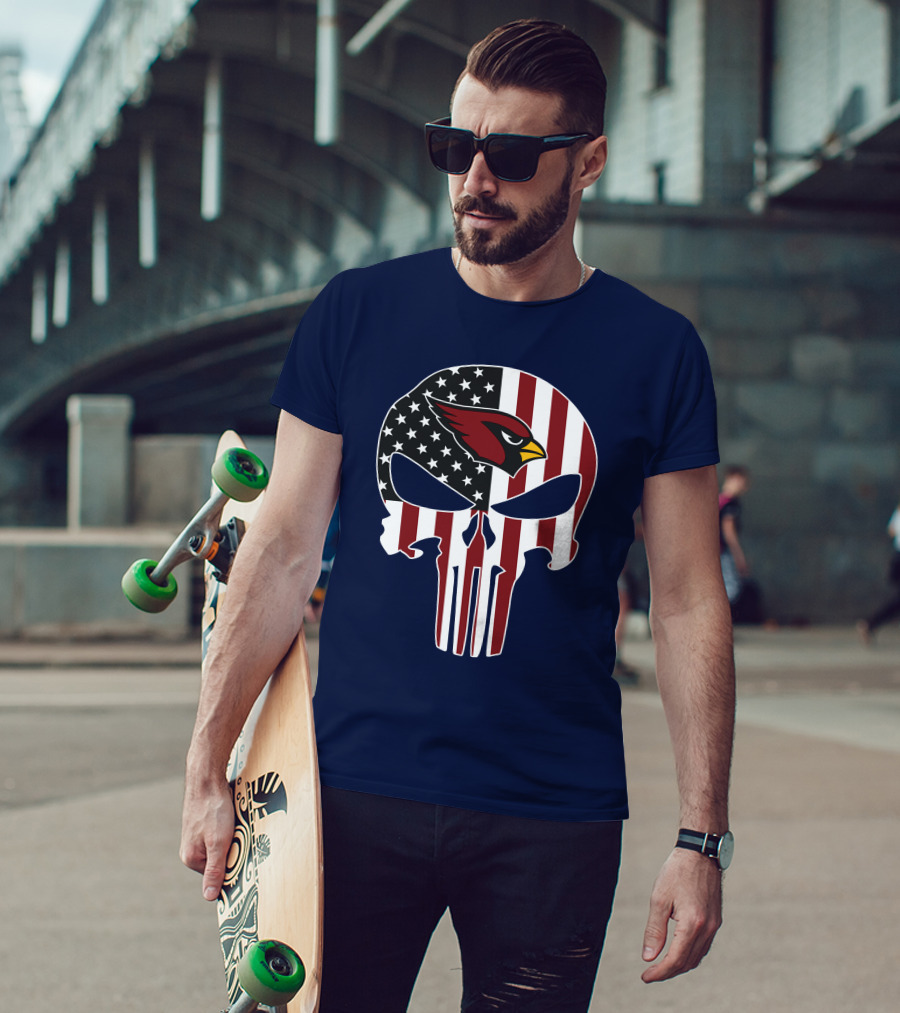 Arizona Cardinals The Punisher American Flag Skull T-Shirt