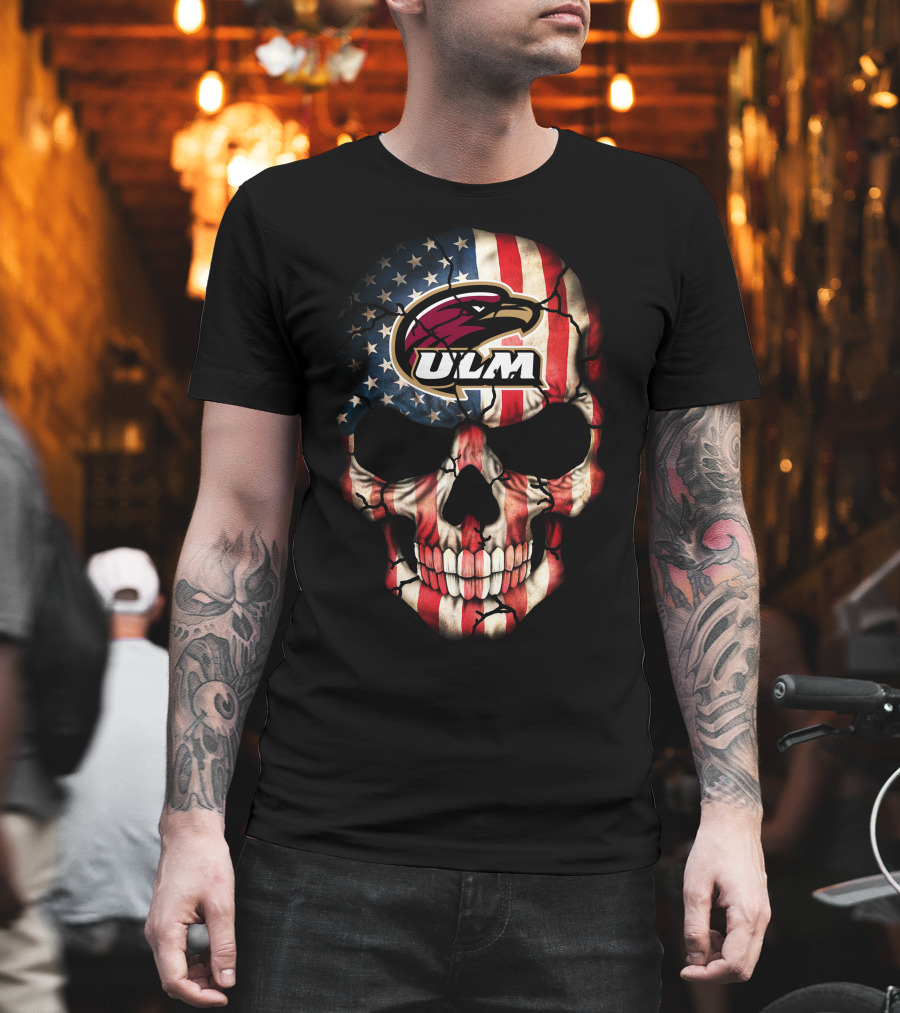 American Flag Skull Ulm Warhawks T-Shirt