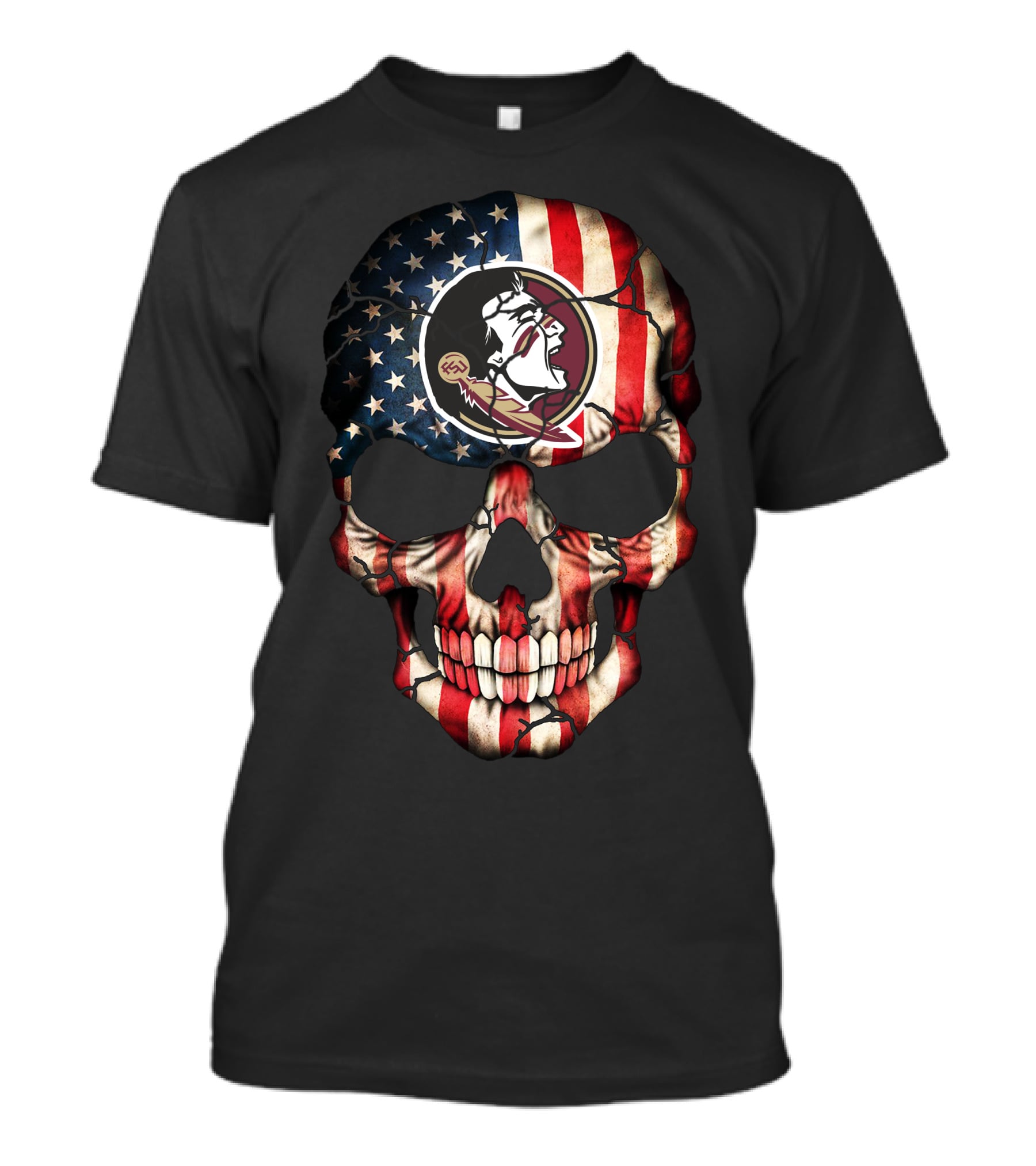 Florida State Seminoles Skull American Flag T-Shirt