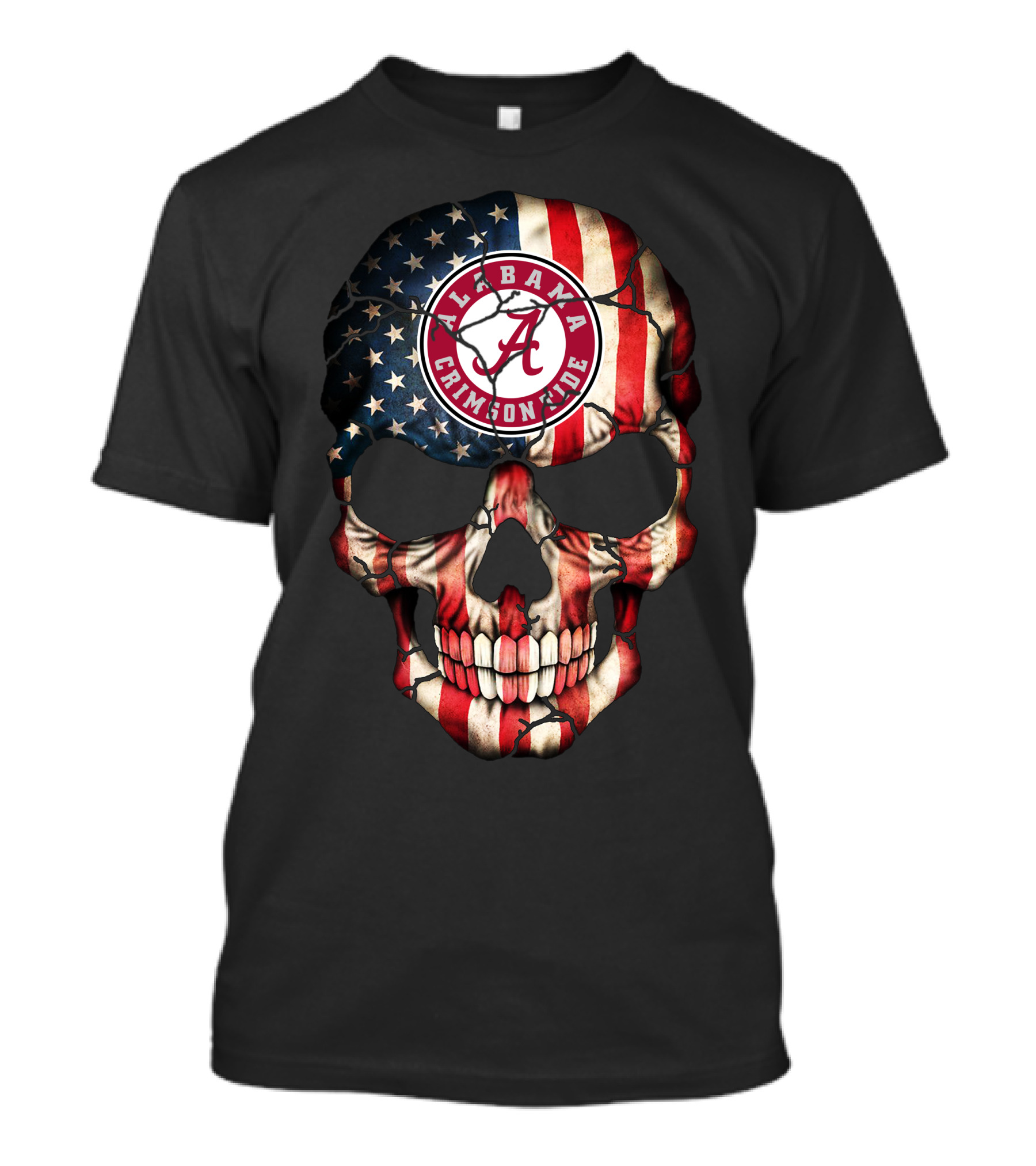 Alabama Crimson Tide American Flag Skull T-Shirt