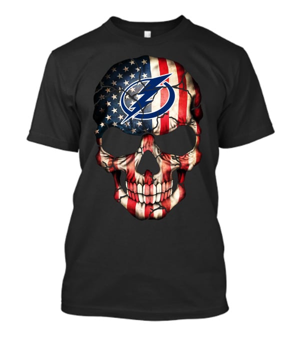 Tampa Bay Lightning American Flag Skull T-Shirt