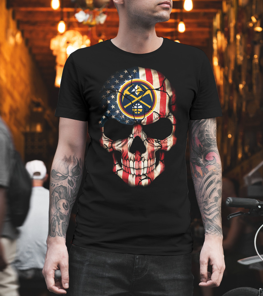 Denver Nuggets American Flag Skull T-Shirt