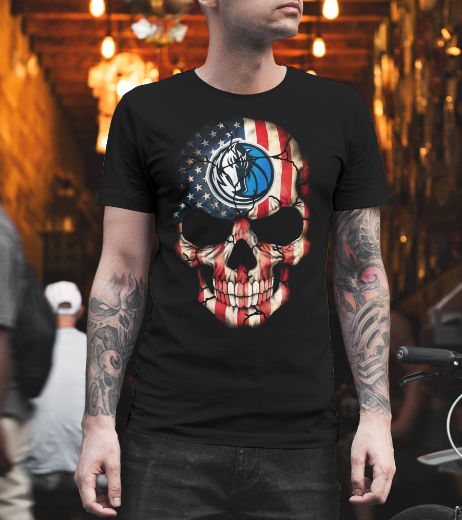 Dallas Mavericks American Flag Skull T-Shirt