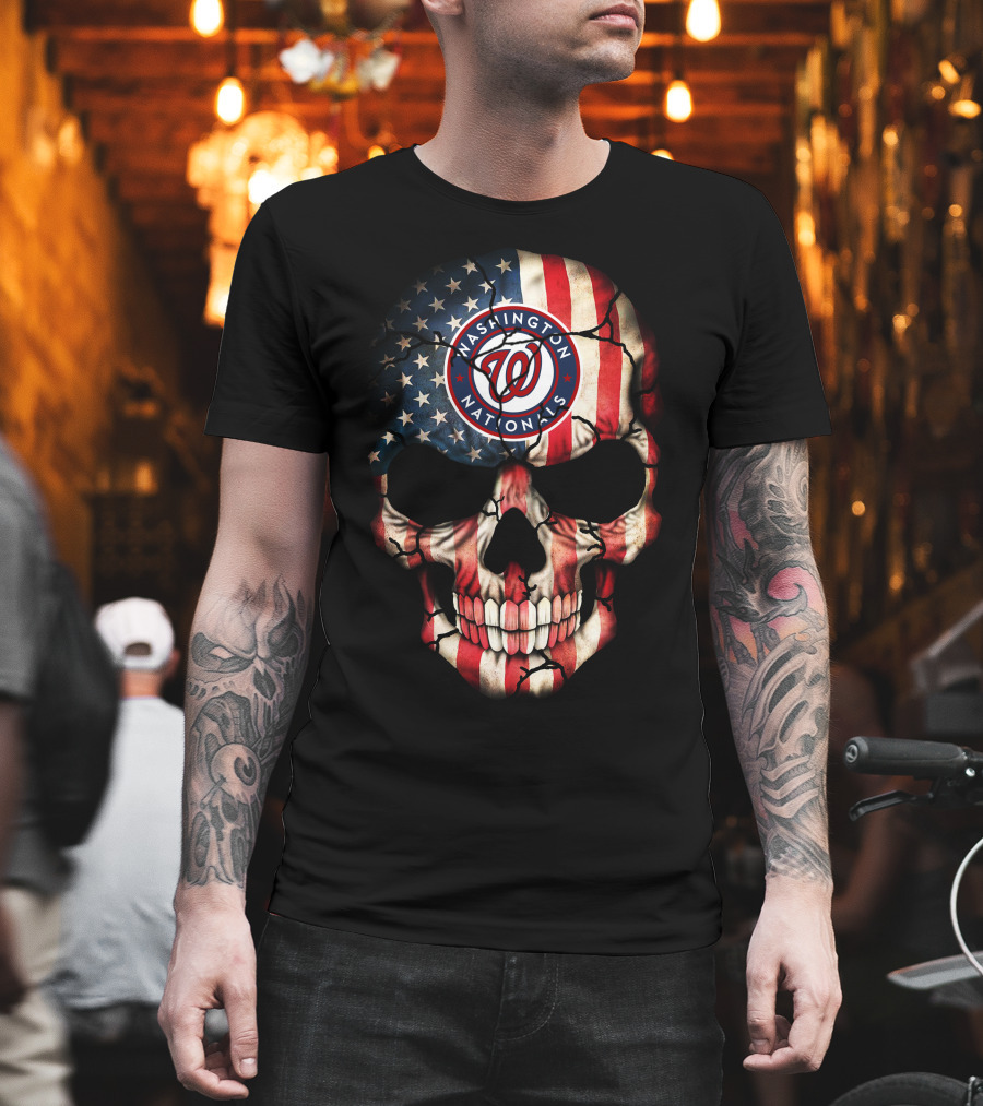 Washington Nationals American Flag Skull T-Shirt
