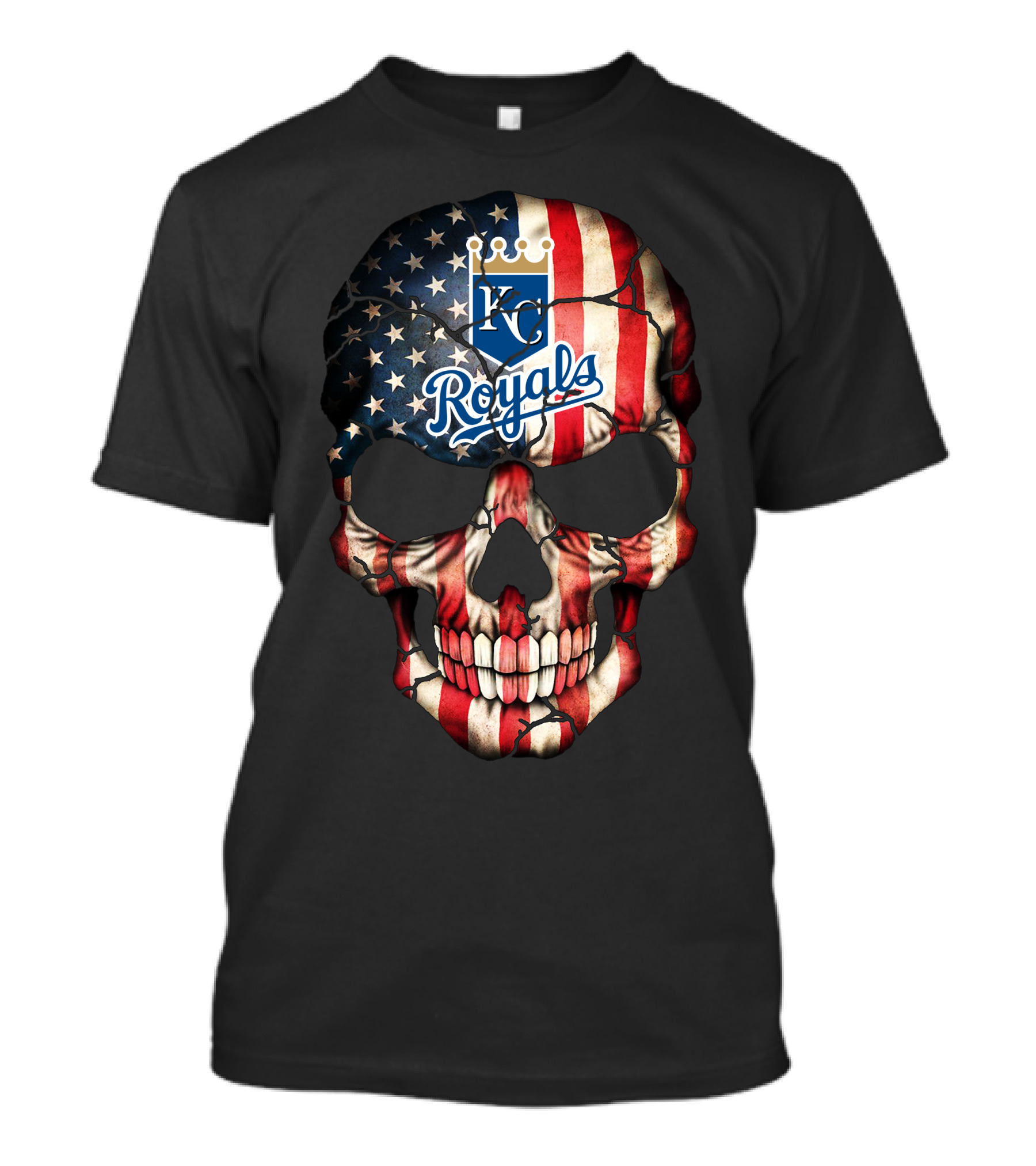 Kansas City Royals American Flag Skull T-Shirt