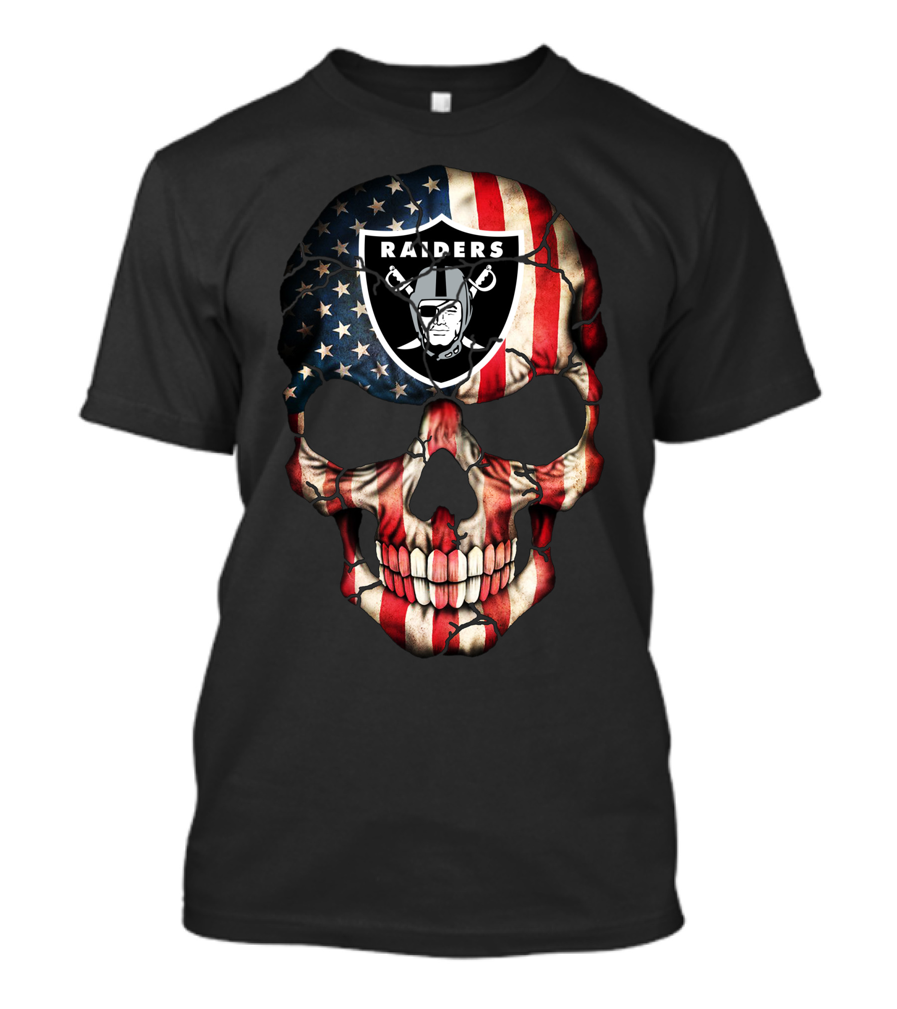 Las Vegas Raiders American Flag Skull T-Shirt