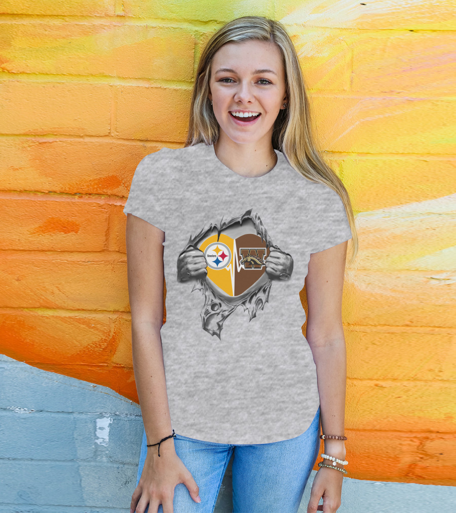 Steelers Western Michigan Broncos Heart Loyalty Fan T-Shirt