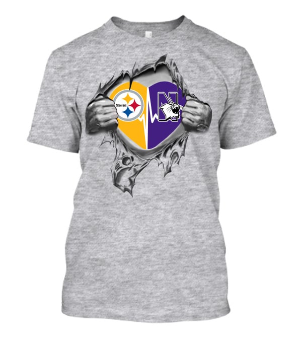 Steelers Northwestern Wildcats Heartbeat Passion T-Shirt