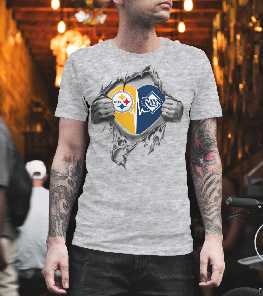 Steelers And Tampa Bay Rays Heartbeat Loyalty Fan T-Shirt