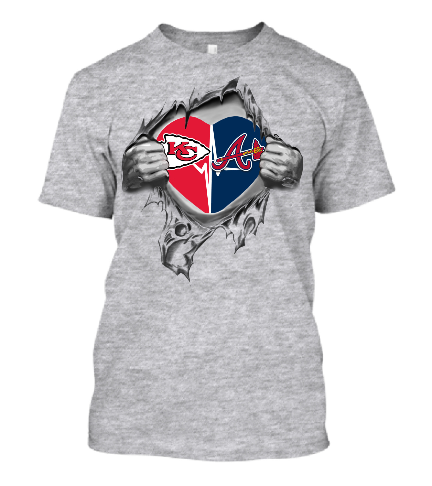 Chiefs Atlanta Braves Heart Logo Torn T-Shirt
