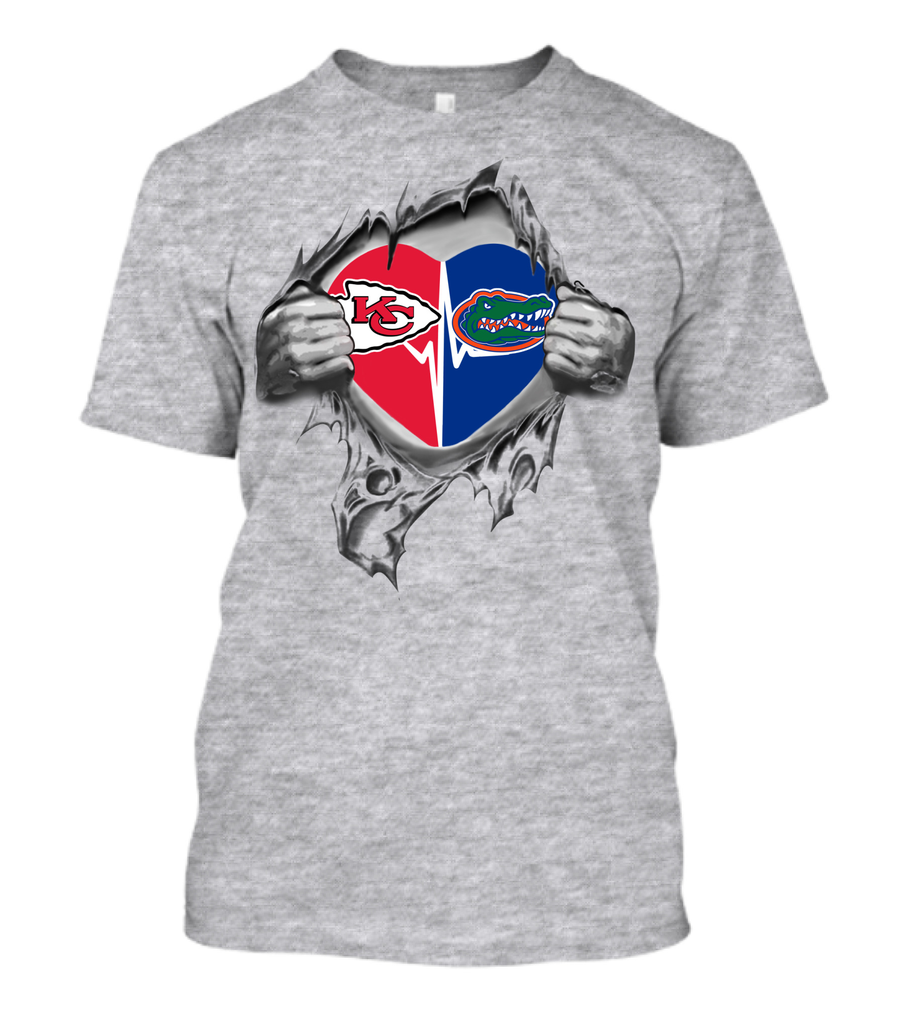Chiefs Florida Gators Heartbeat Loyalty Fusion T-Shirt