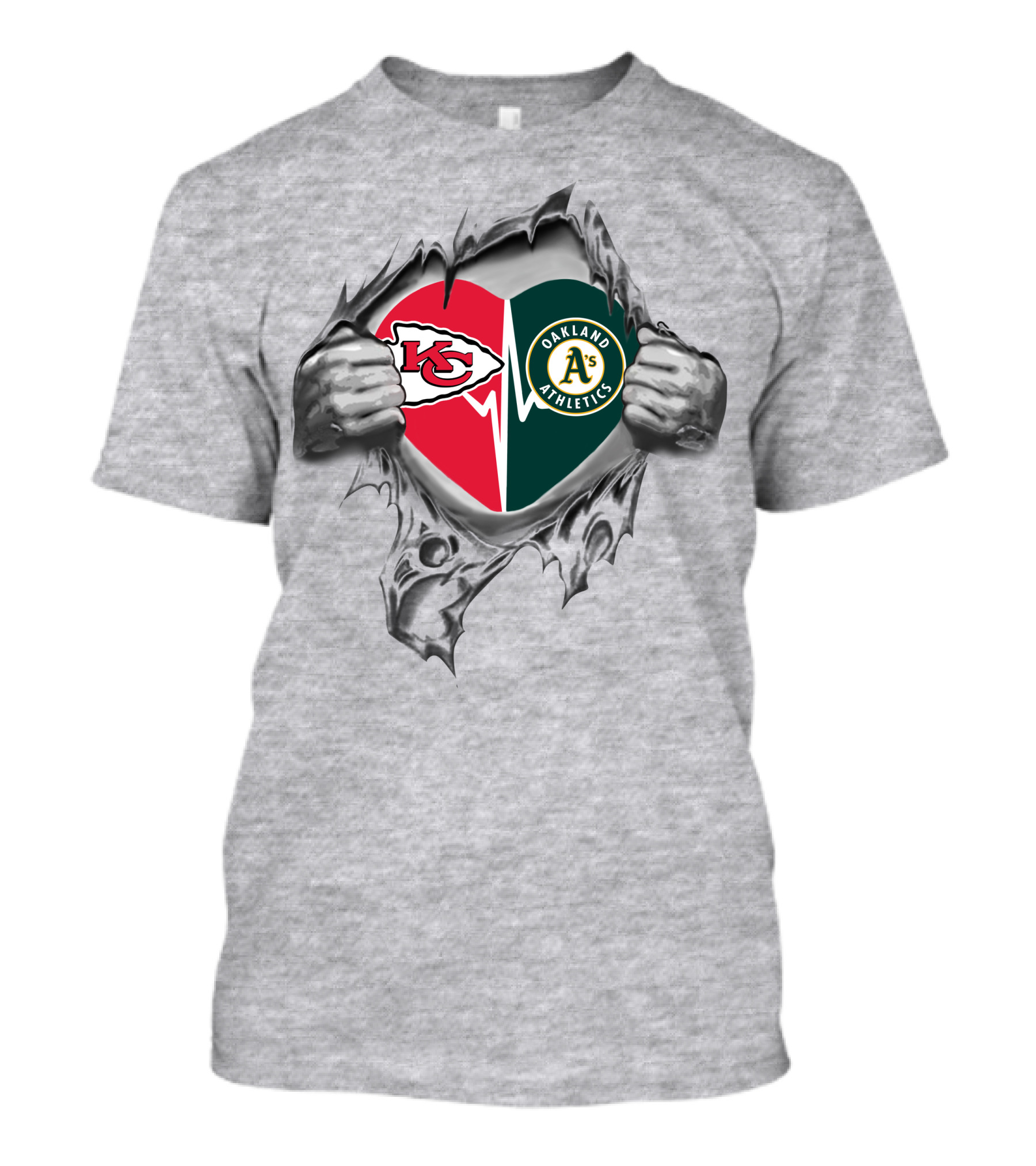 Chiefs Oakland Athletics Heart Logo Pulled Open T-Shirt