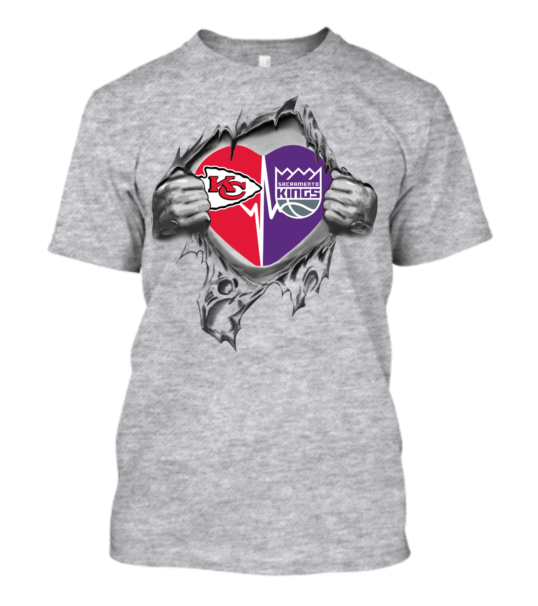 Chiefs Sacramento Kings Heart With Logos T-Shirt