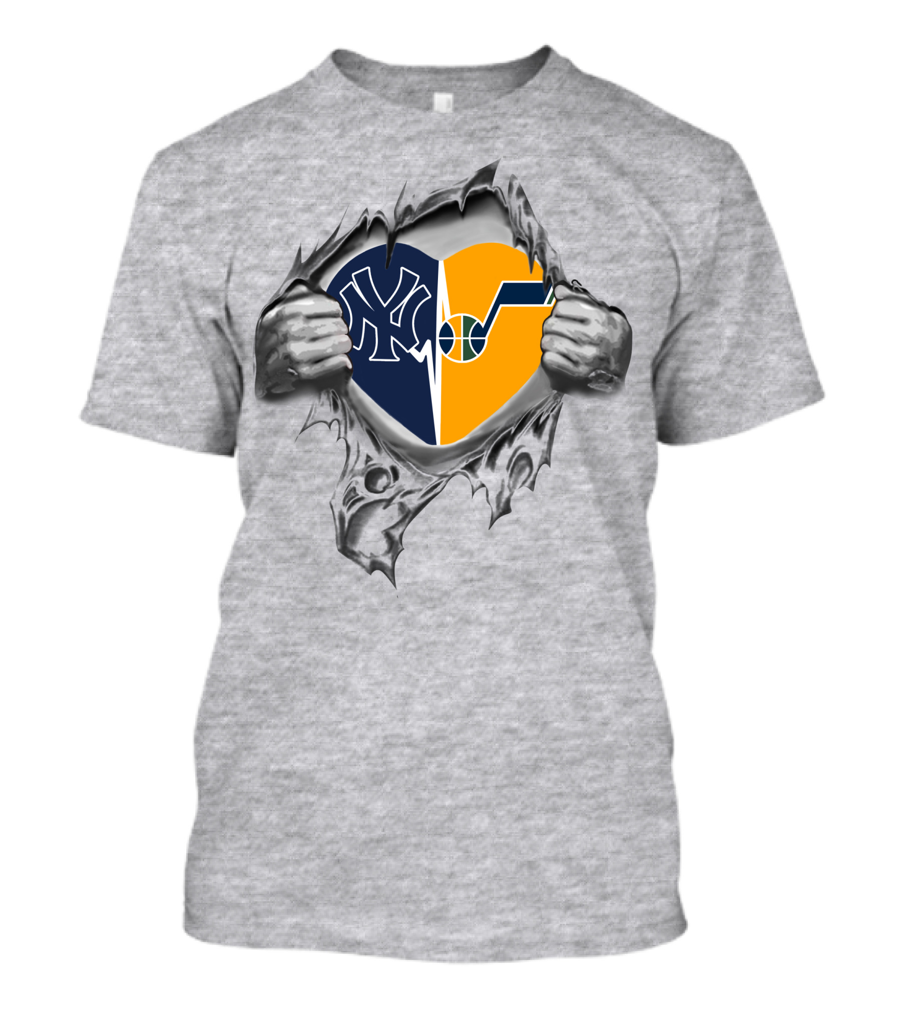 Yankees Utah Jazz Heart Logo Fusion T-Shirt