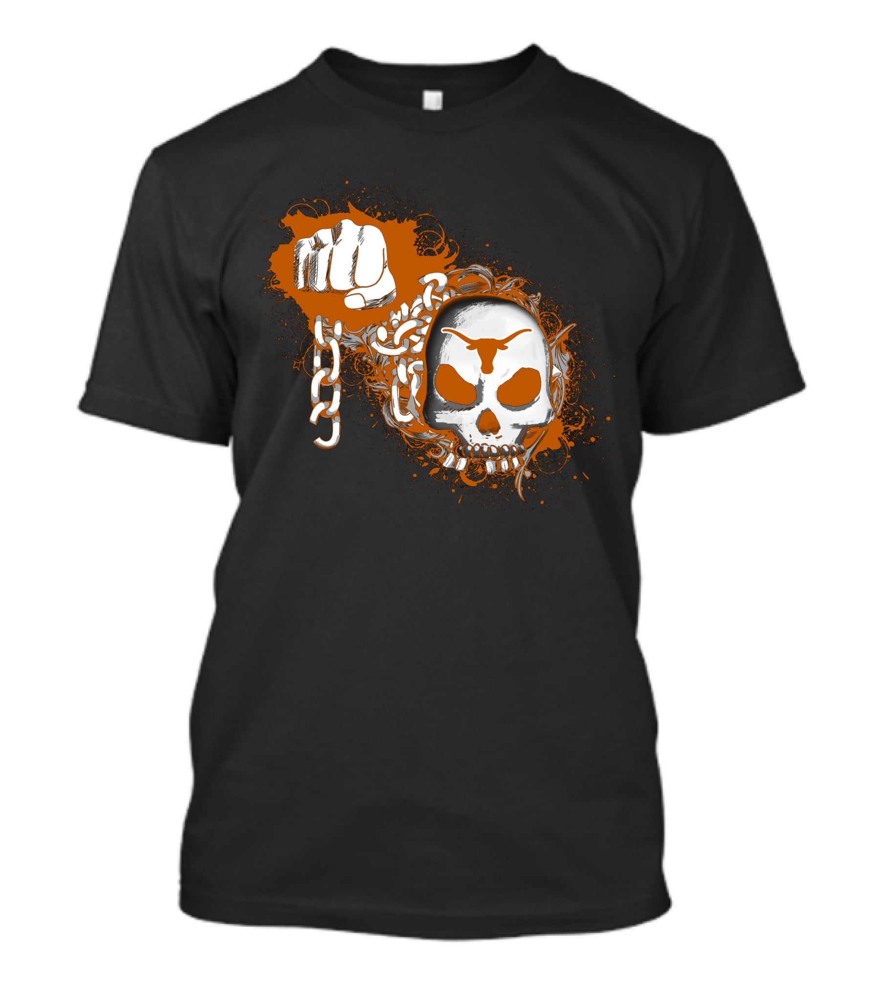 Texas Longhorns Skull And Chains Artwork T-Shirt