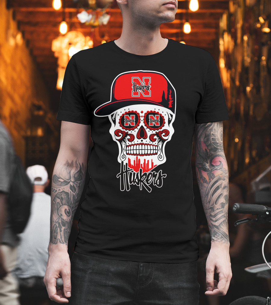 Nebraska Huskers Skull Hat Funny T-Shirt